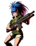  blue_eyes blue_hair gun leona_heidern machine_gun metal_slug metal_slug_attack official_art ponytail weapon 