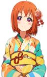  kimono love_live!_sunshine!! orange_hair red_eyes short_hair takami_chika 