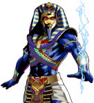  blue_skin egyptian glowing glowing_eyes lightning lowres metal_slug metal_slug_attack official_art pharaoh pharaoh_(metal_slug) 