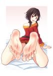  1girl barefoot feet highres kono_subarashii_sekai_ni_shukufuku_wo! leafar megumin panties red_eyes soles toes underwear 