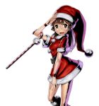  alternate_costume brown_eyes brown_hair fio_germi glasses metal_slug metal_slug_attack official_art salute santa_costume 