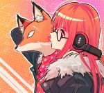  1girl coat fox from_side glasses headphones mao_(expuella) orange_hair persona persona_5 sakura_futaba 