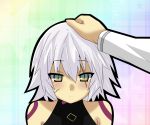  1boy 1girl assassin_of_black bare_shoulders blush fate/apocrypha fate/grand_order fate_(series) fujimaru_ritsuka_(male) green_eyes hand_on_another&#039;s_head hand_on_head matsudora124 petting scar short_hair silver_hair solo_focus 