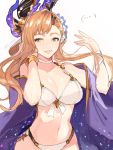  1girl bangs bare_shoulders bikini bracelet braid brown_eyes brown_hair choker flower granblue_fantasy hair_flower hair_ornament jewelry navel solo song_(granblue_fantasy) swimsuit tomo_(tomorag7) white_background 