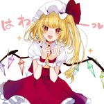  blonde_hair flandre_scarlet red_eyes short_hair smile 