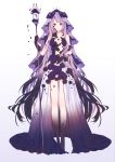  1girl absurdly_long_hair absurdres black_gloves breasts cleavage collarbone dress eyebrows_visible_through_hair full_body gloves highres long_hair medium_breasts miyuki_(miyuki_05290) parted_lips pixiv_fantasia pixiv_fantasia_revenge_of_the_darkness purple_hair red_eyes shiny shiny_clothes simple_background slit_pupils solo standing veil very_long_hair white_background 