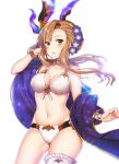  1girl bangs bare_shoulders bikini bracelet brown_hair choker collarbone flower granblue_fantasy hair_flower hair_ornament jewelry maru_(sw1tch) solo song_(granblue_fantasy) swimsuit thigh_strap white_background 