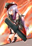  :&lt; assault_rifle blush_stickers dayongqi g11 g11_(girls_frontline) girls_frontline glowing glowing_eye gun hat highres jacket long_hair rifle solo trigger_discipline twitter_username weapon 