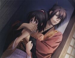  brown_eyes brown_hair hakuouki_shinsengumi_kitan kazuki_yone okita_souji_(hakuouki) yukimura_chizuru 