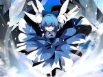  blue cirno ice reflection ribbon short_hair touhou uki_(room_405) wings 