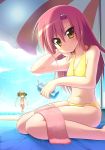  hayate_no_gotoku! katsura_hinagiku long_hair pink_hair sanzen'in_nagi sanzenin_nagi swimsuit towel umbrella yellow_eyes 