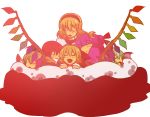  bad_id bed blonde_hair blush closed_eyes daiyousei flandre_scarlet hairband koakuma marisu open_mouth patchouli_knowledge purple_hair red_hair redhead remilia_scarlet short_hair sleeping touhou vampire wings 