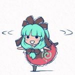  front_ponytail green_hair kagiyama_hina lowres sankuma spin spinning touhou 