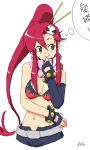  bikini_top fingerless_gloves gloves hair_ornament kazunari midriff oekaki ponytail red_hair redhead scarf shorts tengen_toppa_gurren_lagann yellow_eyes yoko_littner yoko_ritona 