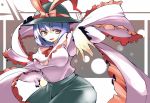  blue_hair hat nagae_iku red_eyes ribbon ribbons scarf short_hair touhou 