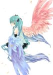  detached_sleeves green_eyes hatsune_miku kusuri long_hair sitting skirt twintails very_long_hair vocaloid wings 