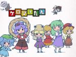  aki_shizuha blonde_hair blue_hair brown_hair green_hair hat inubashiri_momiji kawashiro_nitori kochiya_sanae mojipittan moriya_suwako parody purple_hair sankuma shameimaru_aya short_hair touhou yasaka_kanako 