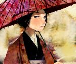  black_eyes black_hair japanese_clothes kimono oriental_umbrella original shigureteki umbrella 