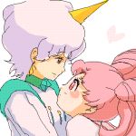  1girl azuma_yukihiko bishoujo_senshi_sailor_moon chibi_usa couple helios horn horns lavender_hair lowres oekaki pegasus pink_hair 