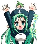  \o/ demonbane doctor_west elsa green_eyes green_hair hat long_hair lowres outstretched_arms pointy_ears 