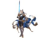  1boy animal_ears armor armored_boots boots bow bowtie erun_(granblue_fantasy) facial_hair full_body gloves granblue_fantasy grey_hair long_hair low_ponytail male_focus minaba_hideo monocle mustache official_art sevastian_(granblue_fantasy) sword transparent_background weapon 