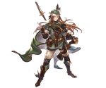  1boy belt boots brown_eyes brown_hair cape dagger feathers fingerless_gloves full_body gloves granblue_fantasy hat long_hair male_focus minaba_hideo scar solo transparent_background walder weapon 