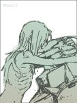  1boy alphonse_elric armor covering crying fullmetal_alchemist helmet kiss long_hair lowres male_focus monochrome nude_cover ribs sad simple_background skinny smile solo_focus watermark white_background 