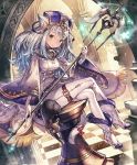  animal_ears artist_request cat cat_ears cat_tail checkered checkered_floor chess_piece cygames eyebrows_visible_through_hair fur_trim gloves hat high_heels legs_crossed long_hair looking_at_viewer official_art pants shadowverse shingeki_no_bahamut smile snow_whitecat_sage staff tail tight tight_pants white_hair wide_sleeves yellow_eyes 