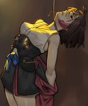  10s 1girl armor bare_shoulders breasts brown_eyes brown_hair erect_nipples highres koutetsujou_no_kabaneri mumei_(kabaneri) short_hair sleeveless solo uka_(cessa) 