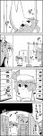  1girl 4koma bat_wings bow braid chest_of_drawers comic commentary_request exercise greyscale hair_bow hat head_wings highres hong_meiling koakuma long_hair long_sleeves mob_cap monochrome remilia_scarlet shaded_face short_hair skirt skirt_set smile star tani_takeshi touhou translation_request twin_braids wings yukkuri_shiteitte_ne 