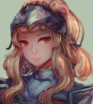  1girl armor blonde_hair clair_(fire_emblem) curly_hair fire_emblem fire_emblem_echoes:_mou_hitori_no_eiyuuou fire_emblem_gaiden headgear highres long_hair looking_at_viewer lumicakes portrait simple_background smile solo 