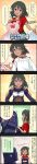  1boy 1girl 5koma black_hair character_name comic dark_skin dress formal highres idolmaster idolmaster_cinderella_girls long_image natalia_(idolmaster) official_art producer_(idolmaster) short_hair solo suit tall_image violet_eyes 