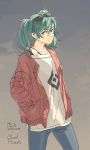  1girl 2017 artist_name copyright_name dated earrings glasses_on_head hair_between_eyes hands_in_pockets hatsune_miku highres jewelry m11k solo suna_no_wakusei_(vocaloid) twintails vocaloid 