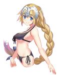  1girl absurdly_long_hair bikini black_bikini blonde_hair blue_eyes blush braid breasts closed_mouth eyebrows_visible_through_hair fate/apocrypha fate_(series) from_side headpiece large_breasts long_hair looking_at_viewer ruler_(fate/apocrypha) sideboob sketch smile solo swimsuit very_long_hair yilan 