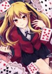  blonde_hair cards long_hair saotome_mary yellow_eyes 