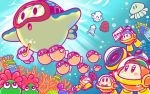  backwards_hat blipper camera coral_reef craby_(kirby) deepsee flotzo glunk_(kirby) goggles hat jitome kirby kirby_(series) no_humans official_art scuba snorkel squishy_(kirby) submerged swimming the_claykken waddle_dee 