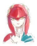  1girl fish_girl jewelry looking_at_viewer mipha sakurai_muto simple_background solo the_legend_of_zelda the_legend_of_zelda:_breath_of_the_wild white_background yellow_eyes zora 