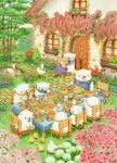 animal bear bird blush bougainvillea_(flower) butterfly chair chick chicken door duck flower flower_bed food fruit garden grass holding holding_plate house hydrangea looking_at_another milk_carton mouse muffin no_humans original overalls pancake plant plate polar_bear pond potted_plant sitting st.kuma strawberry tree window 