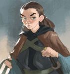  a_song_of_ice_and_fire absurdres arya_stark blue_eyes brown_hair game_of_thrones highres ramonn90 rapier sword weapon 