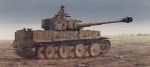  1boy earasensha ground_vehicle male_focus military military_vehicle motor_vehicle original solo tank tank_turret tiger_i 