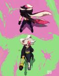  +_+ 2girls aori_(splatoon) back black_gloves black_hair black_shorts cousins domino_mask earrings from_above full_body gloves green_hair hair_ornament highres hotaru_(splatoon) japanese_clothes jewelry kimono kollerss long_hair long_sleeves mask mole mole_under_eye multicolored_hair multiple_girls pantyhose_under_shorts pink_hair pointy_ears puffy_short_sleeves puffy_sleeves purple_legwear short_sleeves shorts slippers splatoon splatoon_2 spoilers standing tentacle_hair tied_hair two-tone_hair umbrella very_long_hair walking yellow_eyes 