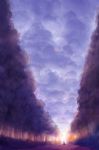  1girl blue_sky clouds cloudy_sky commentary_request day original road sakimori_(hououbds) scenery sky solo standing tree 