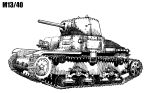  earasensha greyscale ground_vehicle m13/40 military military_vehicle monochrome motor_vehicle original tank world_war_ii 
