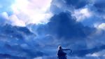  1girl braid clouds cloudy_sky long_hair original robe sakimori_(hououbds) scenery sky solo sunlight 