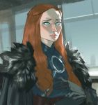  a_song_of_ice_and_fire absurdres blue_eyes cape fur game_of_thrones gloves highres long_hair ramonn90 redhead sansa_stark 