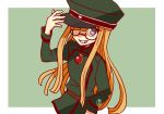  1girl cosplay glasses grin hat military military_uniform orange_hair peaked_cap persona persona_5 sakura_futaba seiyuu_connection smile tanya_degurechaff tanya_degurechaff_(cosplay) uniform youjo_senki yuuki_aoi 