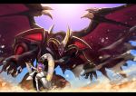  1girl dragon duel_monster fate/grand_order fate_(series) helena_blavatsky_(fate/grand_order) horns nkmr8 parody purple_hair red_dragon_archfiend short_hair solo ticket vehicle yu-gi-oh! yuu-gi-ou_5d&#039;s 