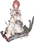  1girl ark_royal_(kantai_collection) blue_eyes bow_(weapon) dress kantai_collection konishi_(koconatu) machinery official_art redhead short_hair solo torn_clothes torn_dress weapon white_dress 
