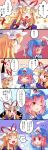  &gt;:&lt; &gt;:( 2girls 5koma ;o blonde_hair blush closed_mouth comic commentary fukurahagi_uomaru gap hat heart highres long_hair mob_cap multiple_girls one_eye_closed pink_hair pout puffed_cheeks red_eyes saigyouji_yuyuko short_hair square_mouth touhou tsundere tsurime veil very_long_hair violet_eyes wavy_hair yakumo_yukari 