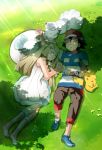  alolan_vulpix grass kuriyama lillie_(pokemon) pikachu pokemon pokemon_(anime) pokemon_(game) pokemon_sm pokemon_sm_(anime) satoshi_(pokemon) sleeping 